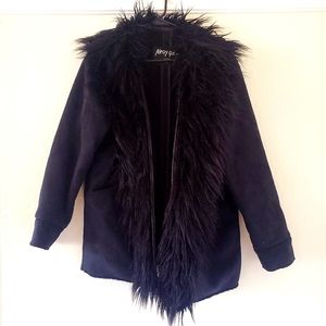 Nasty Gal Faux Fur Collar Suede Jacket